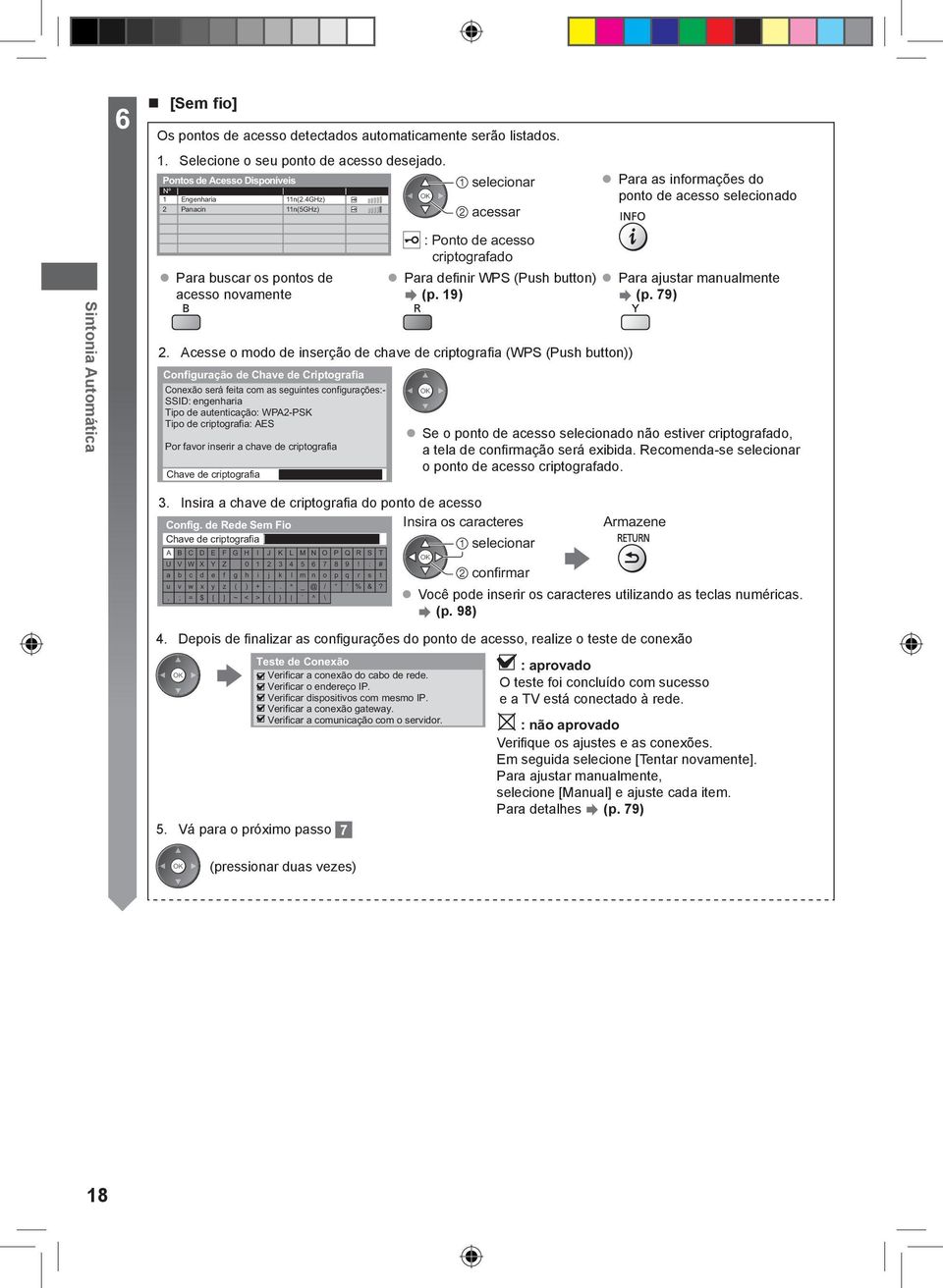 com as seguintes configurações:- SSID: engenharia Tipo de autenticação: WPA2-PSK Tipo de criptografia: AES Por favor inserir a chave de criptografia Chave de criptografia : Ponto de acesso