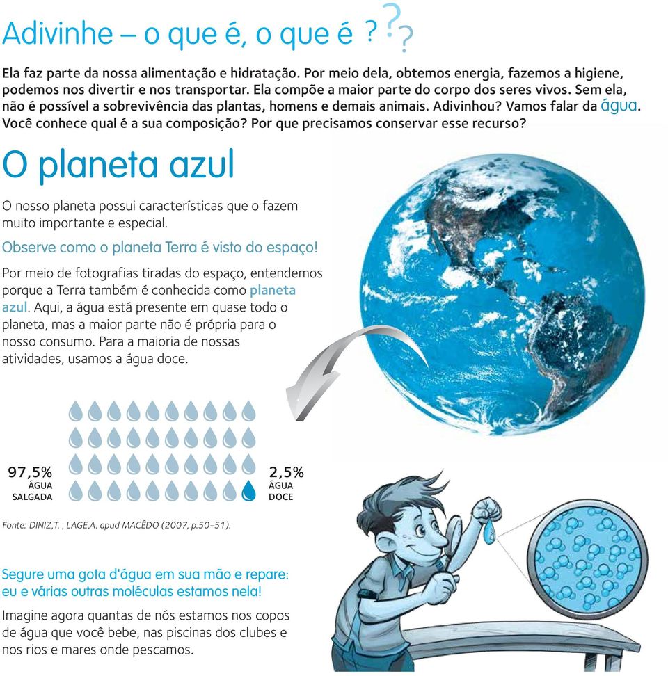 Por que precisamos conservar esse recurso? O planeta azul O nosso planeta possui características que o fazem muito importante e especial. Observe como o planeta Terra é visto do espaço!