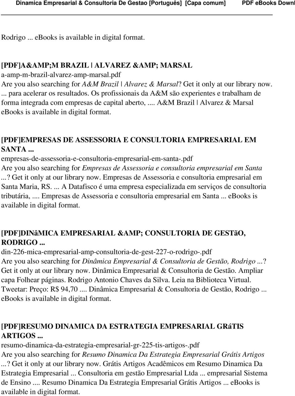 .. A&M Brazil Alvarez & Marsal [PDF]EMPRESAS DE ASSESSORIA E CONSULTORIA EMPRESARIAL EM SANTA... empresas-de-assessoria-e-consultoria-empresarial-em-santa-.