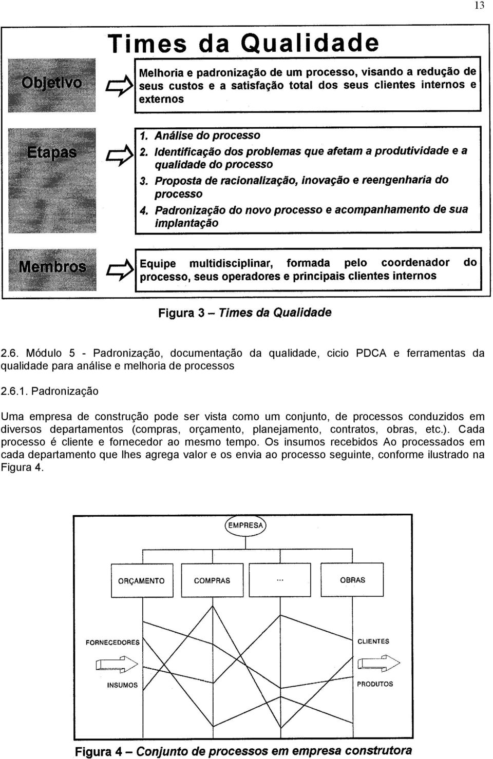 6.1. Padronização Uma empresa de construção pode ser vista como um conjunto, de processos conduzidos em diversos departamentos