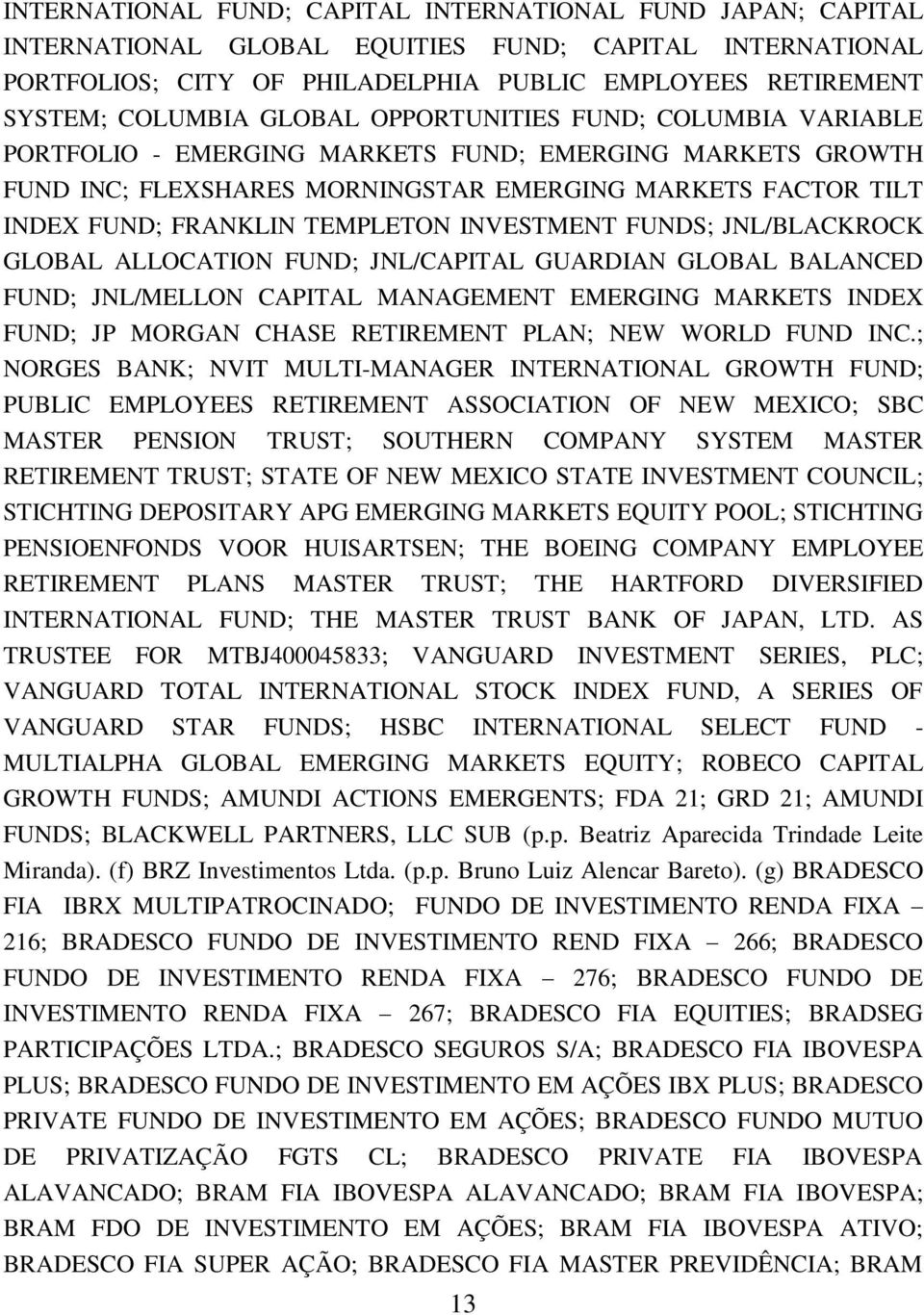 INVESTMENT FUNDS; JNL/BLACKROCK GLOBAL ALLOCATION FUND; JNL/CAPITAL GUARDIAN GLOBAL BALANCED FUND; JNL/MELLON CAPITAL MANAGEMENT EMERGING MARKETS INDEX FUND; JP MORGAN CHASE RETIREMENT PLAN; NEW