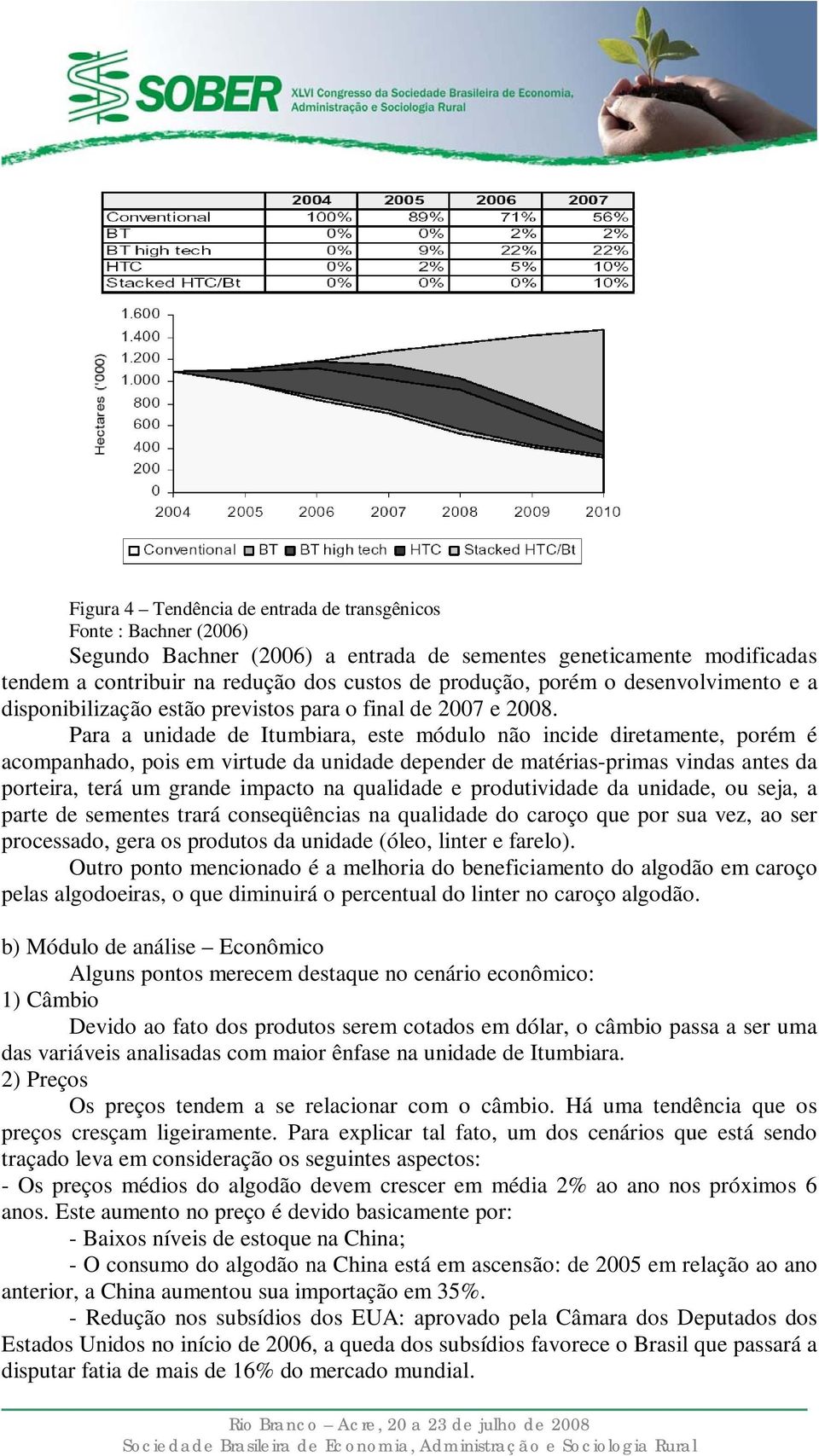 Para a unidade de Itumbiara, este módulo não incide diretamente, porém é acompanhado, pois em virtude da unidade depender de matérias-primas vindas antes da porteira, terá um grande impacto na