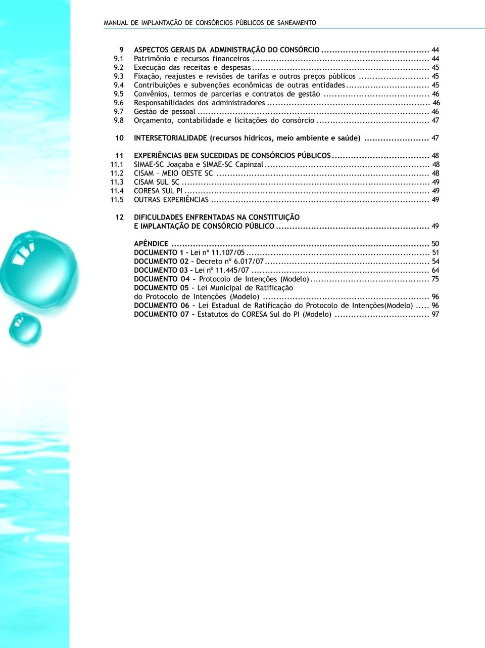 .. 46 9.6 Responsabilidades dos administradores... 46 9.7 Gestão de pessoal... 46 9.8 Orçamento, contabilidade e licitações do consórcio.