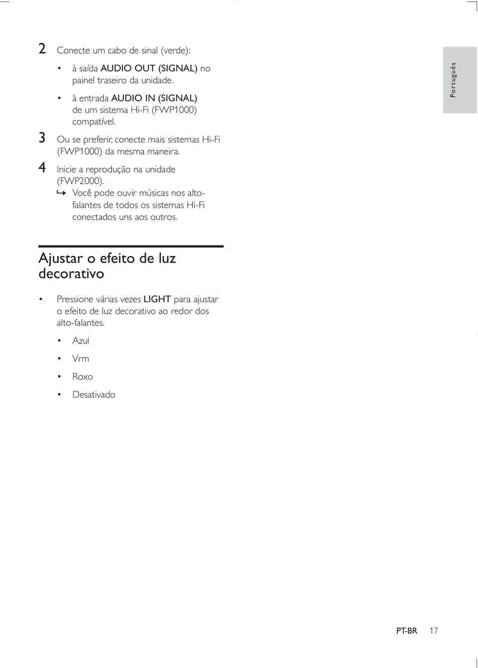 » Você pode ouvir músicas nos altofalantes de todos os sistemas Hi-Fi conectados uns aos outros.