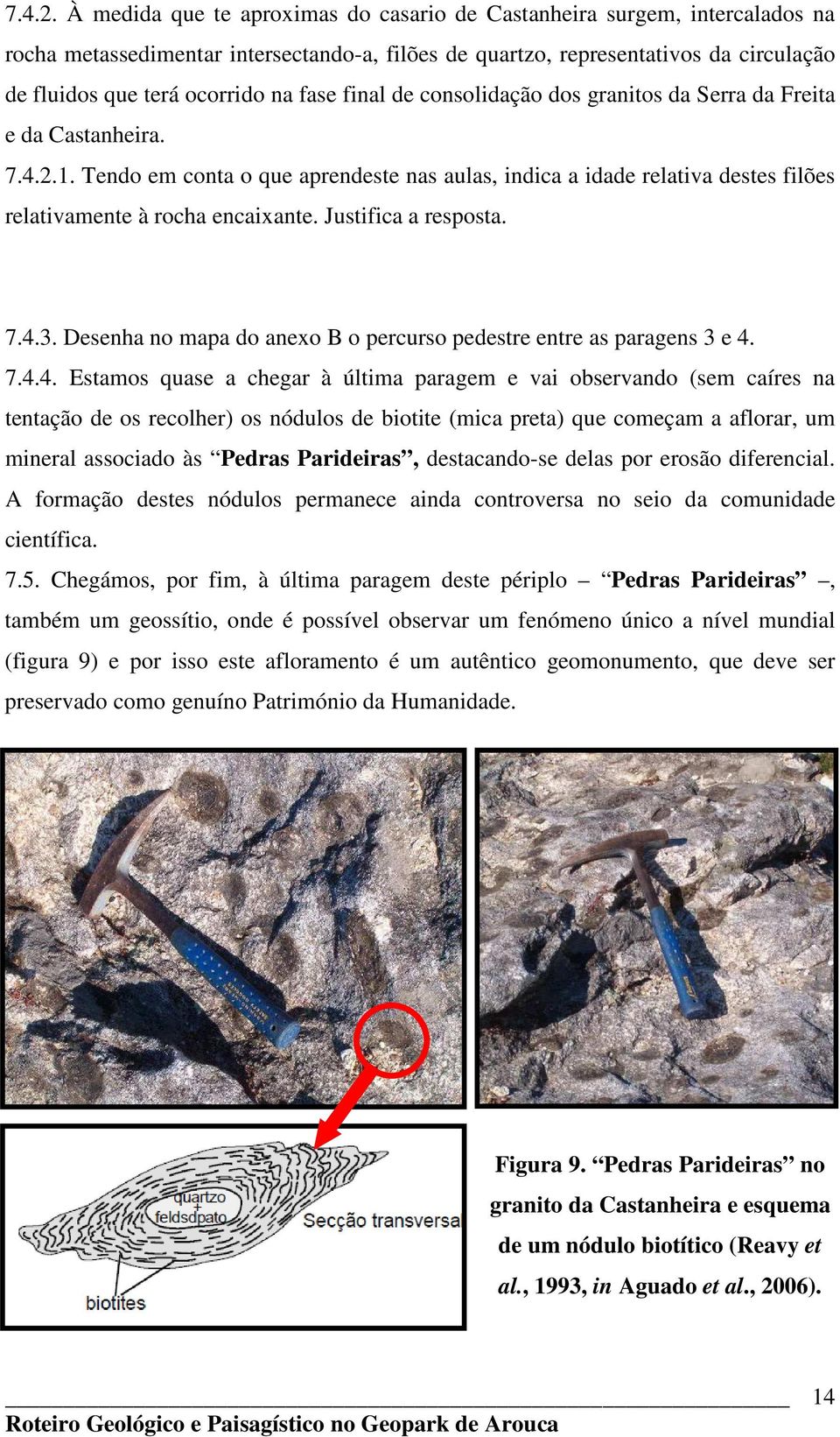 fase final de consolidação dos granitos da Serra da Freita e da Castanheira. 1. Tendo em conta o que aprendeste nas aulas, indica a idade relativa destes filões relativamente à rocha encaixante.