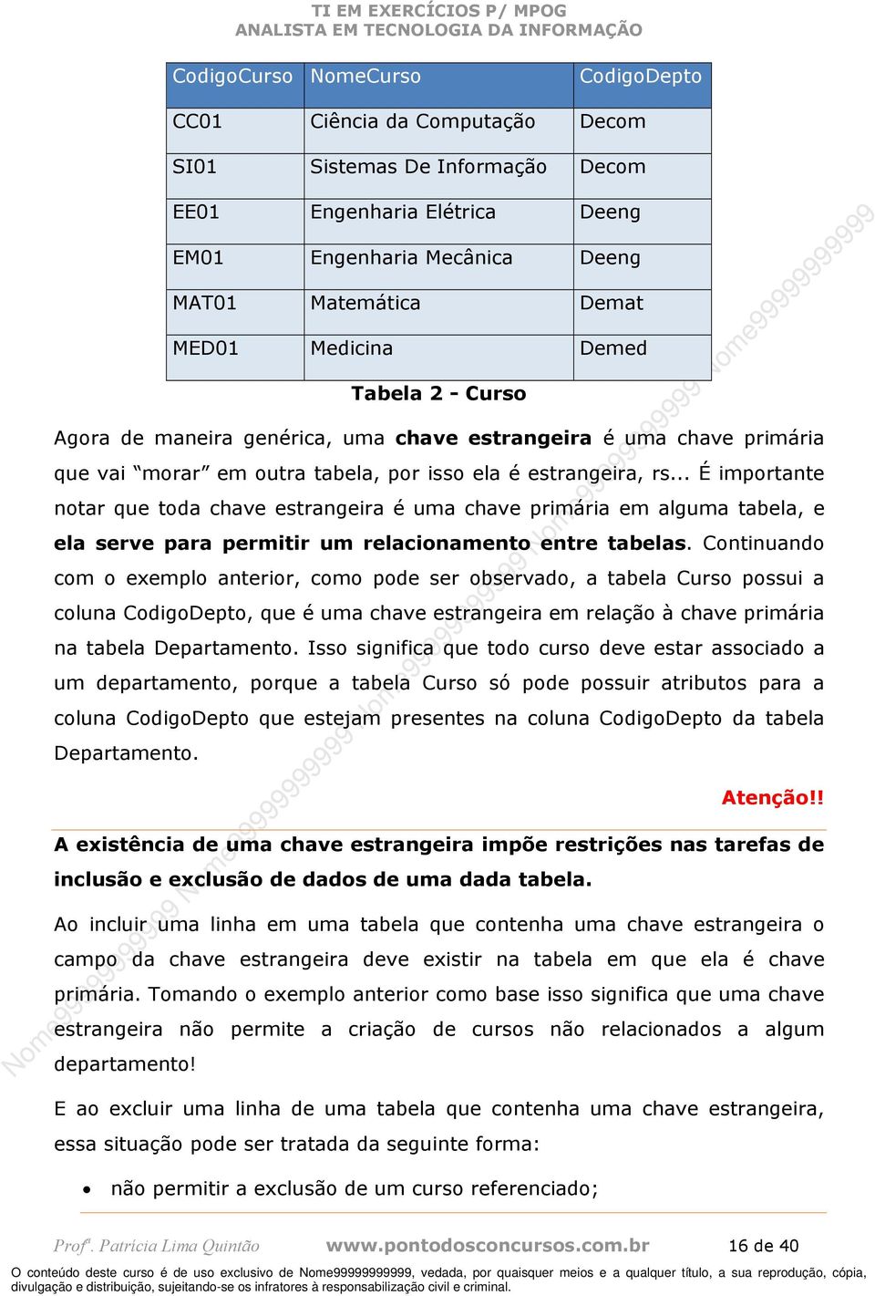 .. É importante notar que toda chave estrangeira é uma chave primária em alguma tabela, e ela serve para permitir um relacionamento entre tabelas.