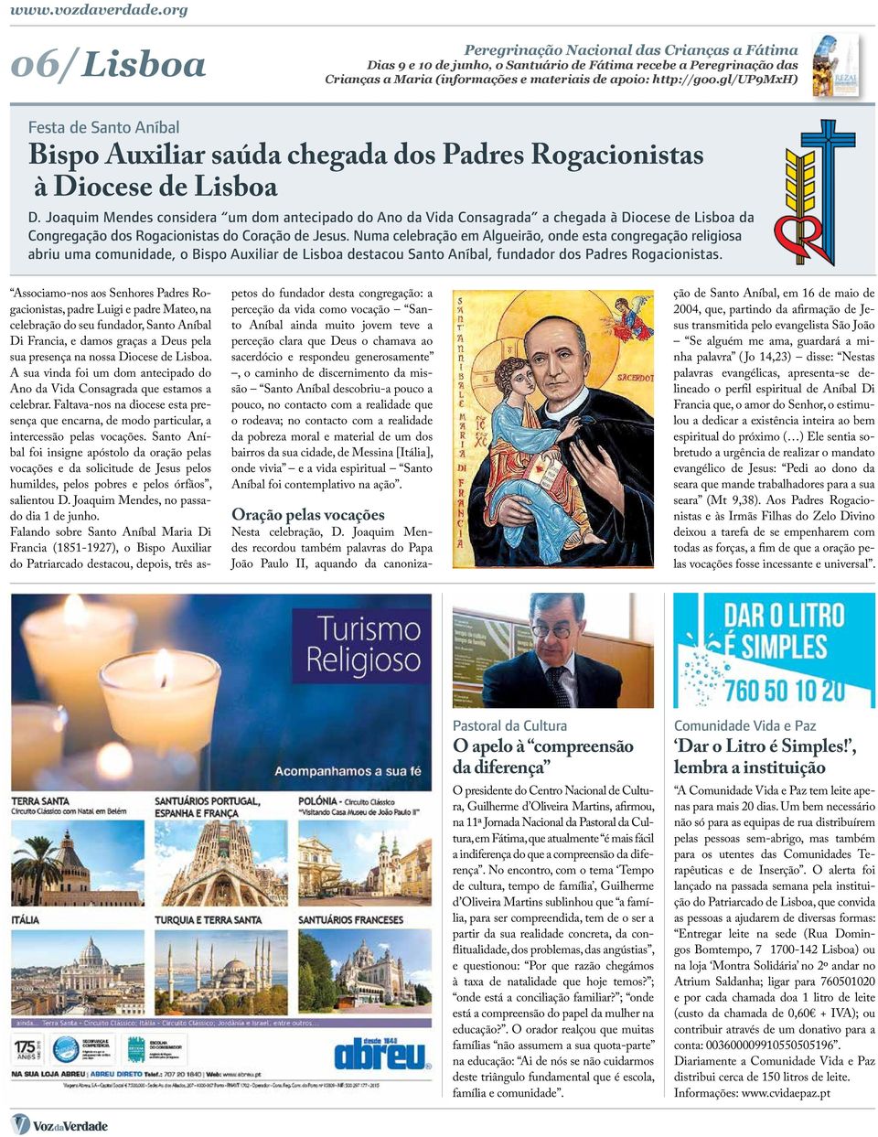 gl/up9mxh) Festa de Santo Aníbal Bispo Auxiliar saúda chegada dos Padres Rogacionistas à Diocese de Lisboa D.