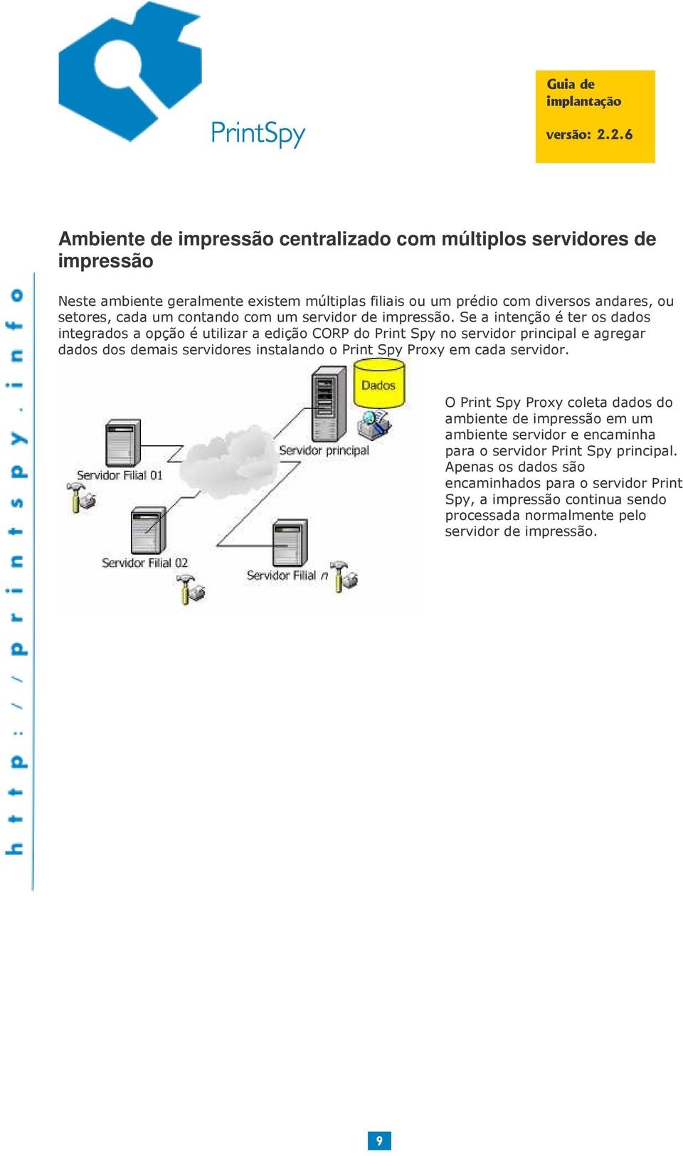 Se a intenção é ter os dados integrados a opção é utilizar a edição CORP do Print Spy no servidor principal e agregar dados dos demais servidores instalando o Print Spy