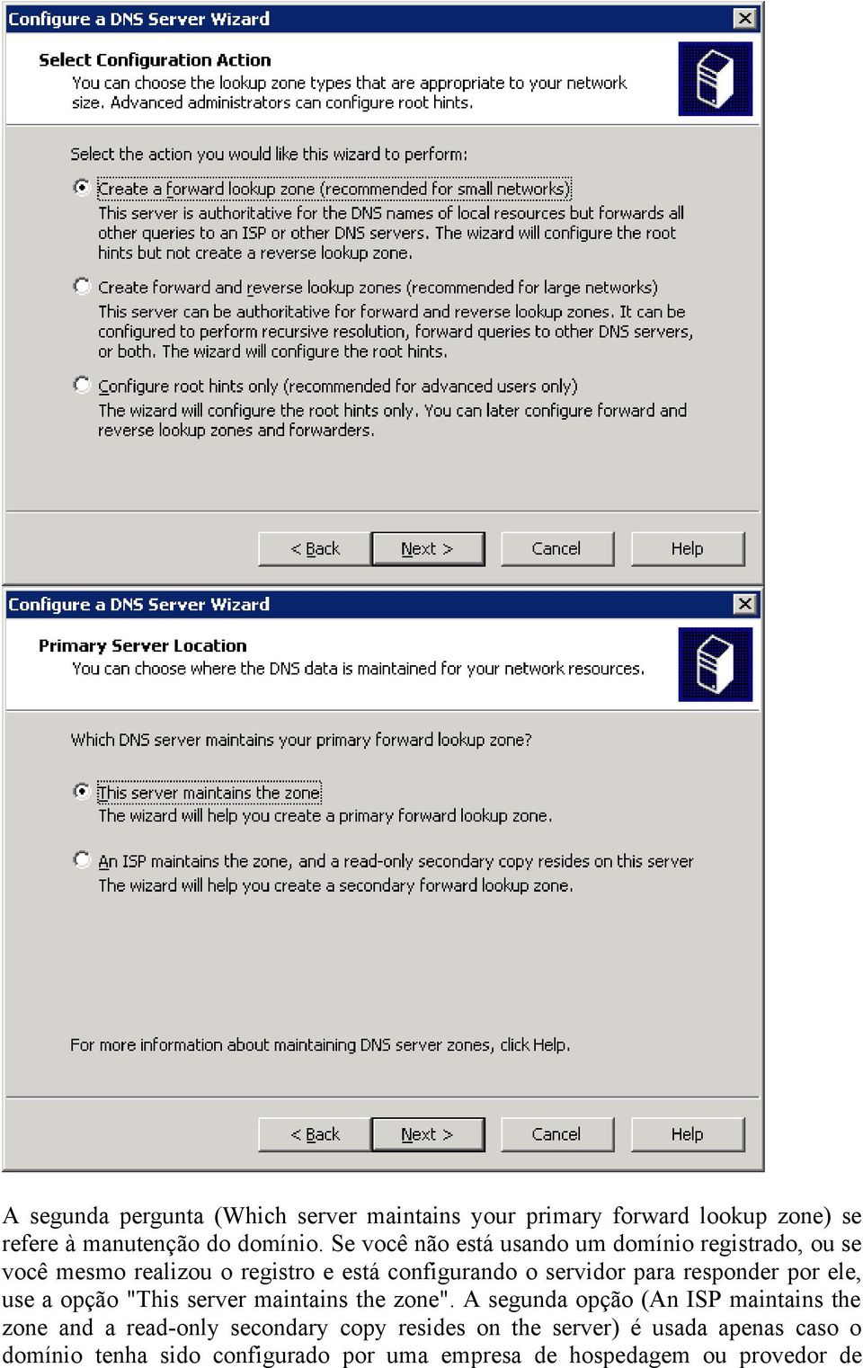 responder por ele, use a opção "This server maintains the zone".