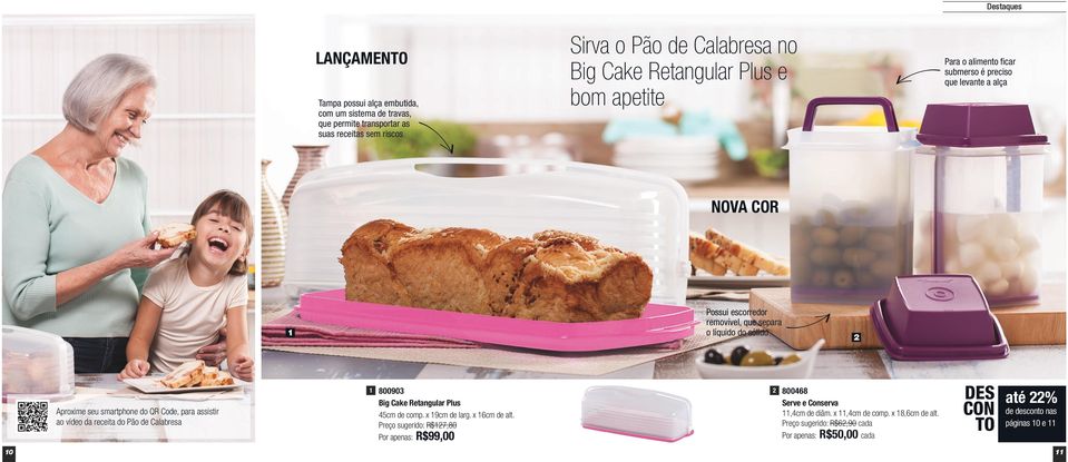 seu smartphone do QR Code, para assistir ao vídeo da receita do Pão de Calabresa 80090 Big Cake Retangular Plus 45cm de comp. x 9cm de larg. x 6cm de alt.