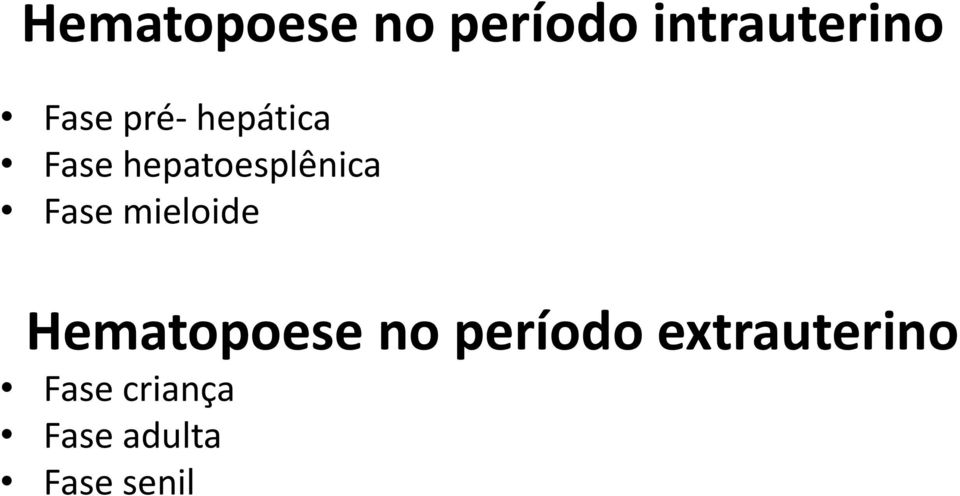 mieloide Hematopoese no período