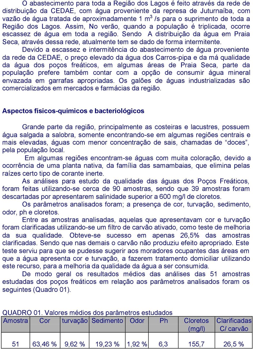 Sendo A distribuição da água em Praia Seca, através dessa rede, atualmente tem se dado de forma intermitente.