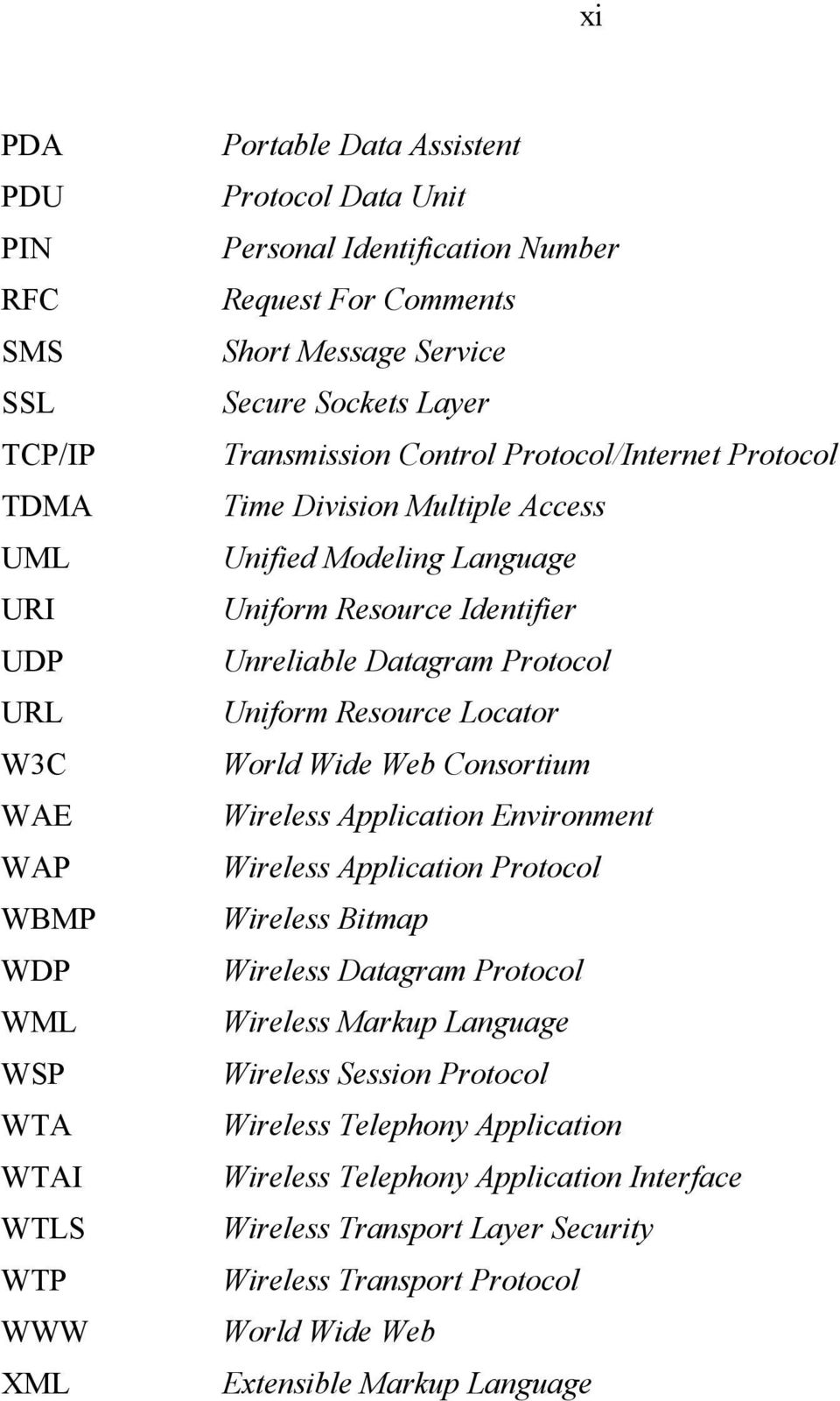 Datagram Protocol Uniform Resource Locator World Wide Web Consortium Wireless Application Environment Wireless Application Protocol Wireless Bitmap Wireless Datagram Protocol Wireless Markup