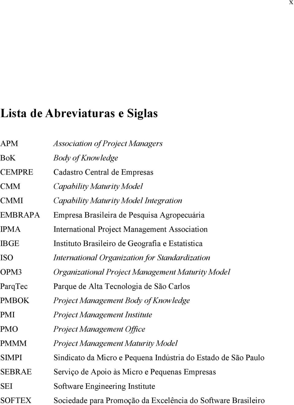 Geografia e Estatística International Organization for Standardization Organizational Project Management Maturity Model Parque de Alta Tecnologia de São Carlos Project Management Body of Knowledge