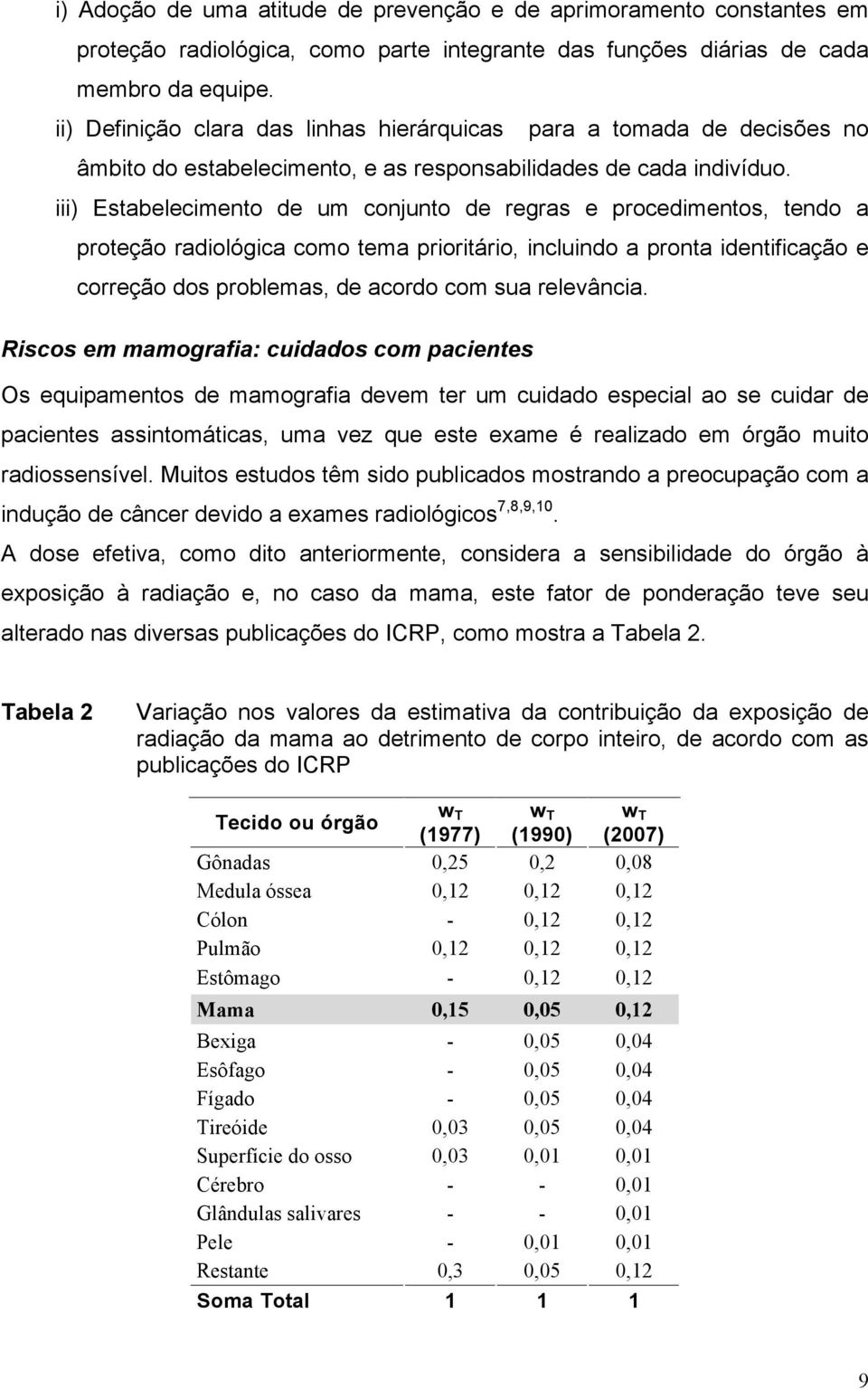 iii) Estabelecimento de um conjunto de regras e procedimentos, tendo a proteção radiológica como tema prioritário, incluindo a pronta identificação e correção dos problemas, de acordo com sua