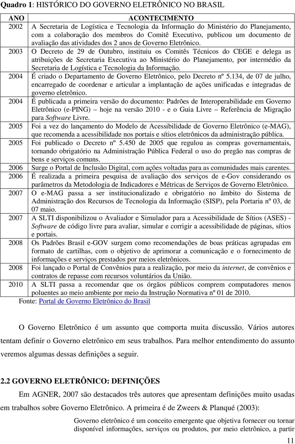 2003 O Decreto de 29 de Outubro, instituiu os Comitês Técnicos do CEGE e delega as atribuições de Secretaria Executiva ao Ministério do Planejamento, por intermédio da Secretaria de Logística e