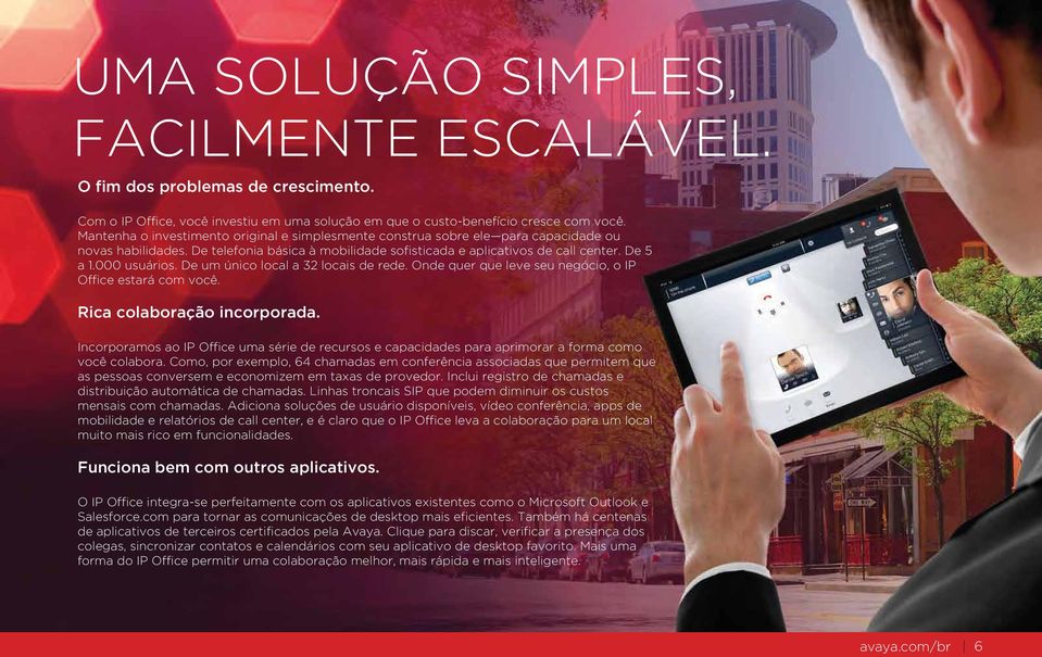 000 usuários. De um único local a 32 locais de rede. Onde quer que leve seu negócio, o IP Office estará com você. Rica colaboração incorporada.