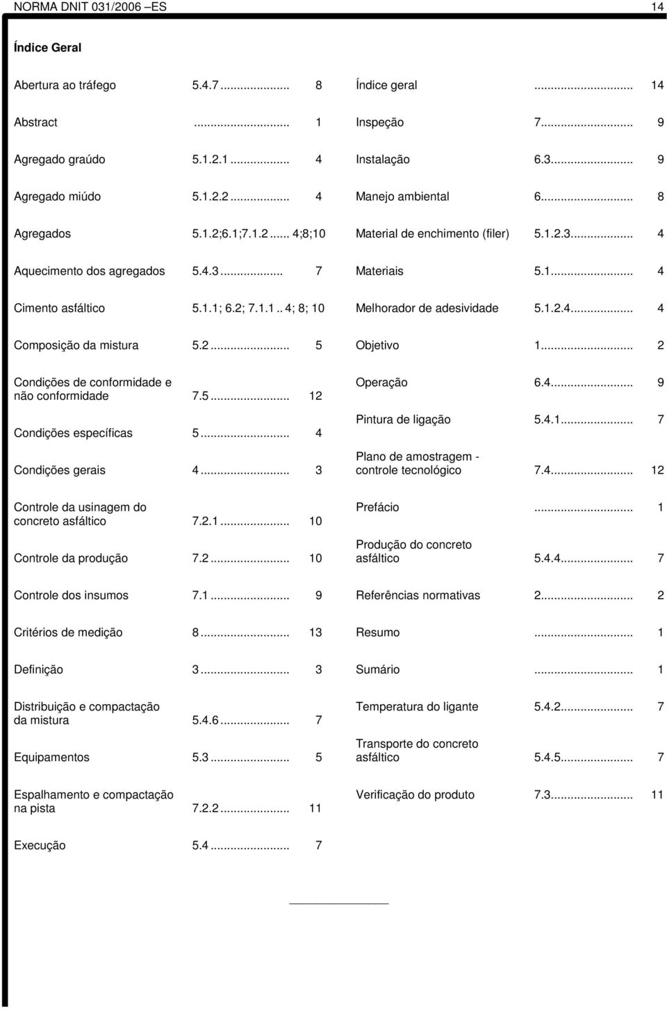 1.2.4... 4 Composição da mistura 5.2... 5 Objetivo 1... 2 Condições de conformidade e não conformidade 7.5... 12 Condições específicas 5... 4 Condições gerais 4... 3 Operação 6.4... 9 Pintura de ligação 5.