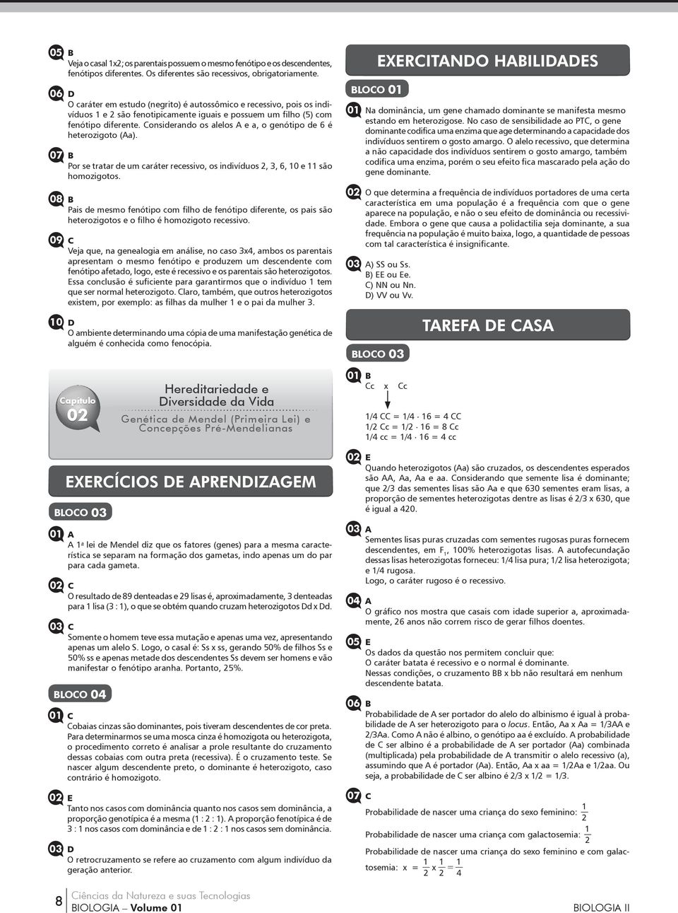 Considerando os alelos A e a, o genótipo de 6 é heterozigoto (Aa). 07 B Por se tratar de um caráter recessivo, os indivíduos 2, 3, 6, 10 e 11 são homozigotos.