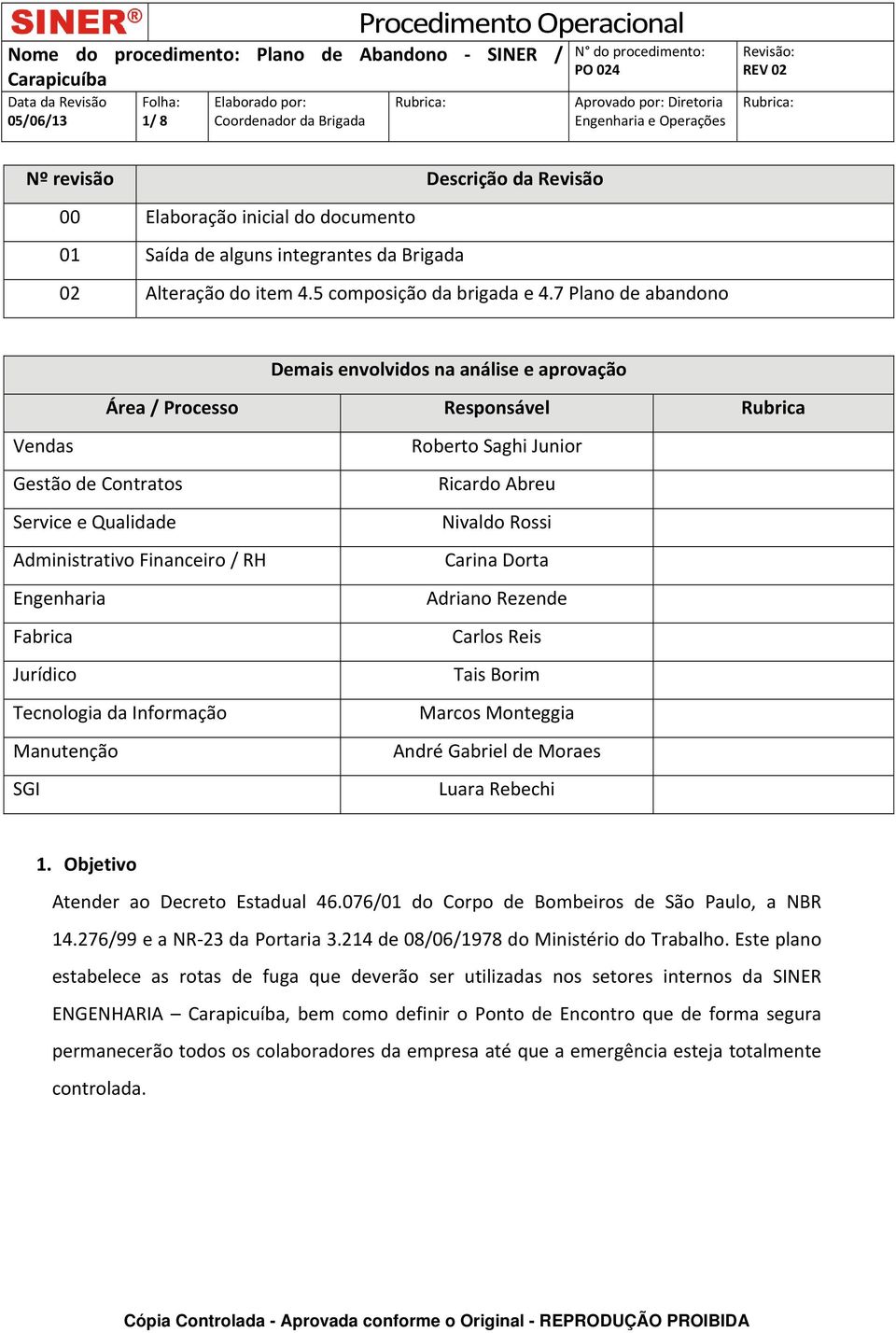 Jurídico Tecnologia da Informação Manutenção SGI Roberto Saghi Junior Ricardo Abreu Nivaldo Rossi Carina Dorta Adriano Rezende Carlos Reis Tais Borim Marcos Monteggia André Gabriel de Moraes Luara