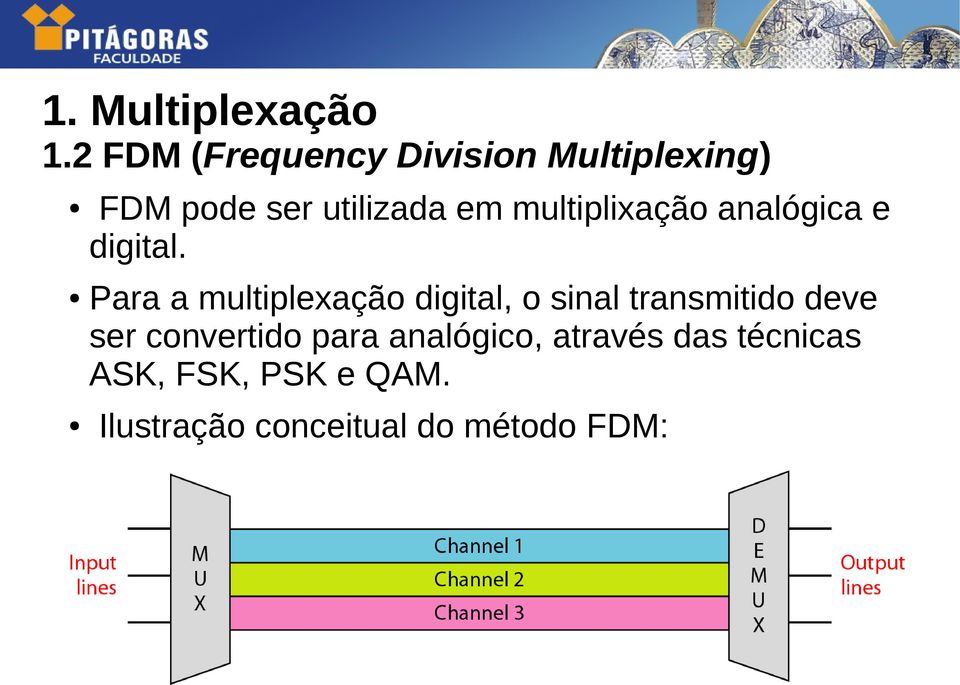 Para a multiplexação digital, o sinal transmitido deve ser