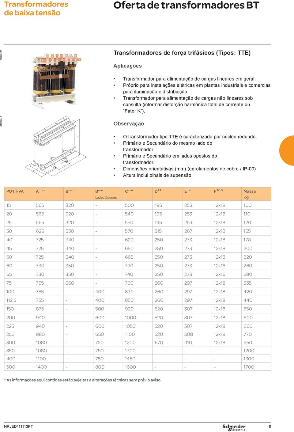 Transformador para almentação de cargas não lneares sob consulta (nformar dstorção harmônca total de corrente ou Fator K ).