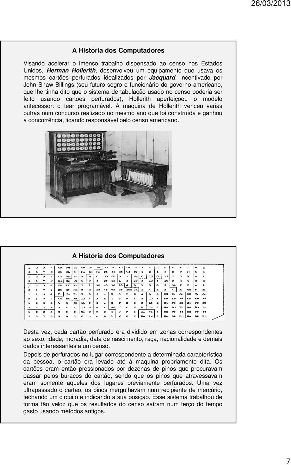 Hollerith aperfeiçoou o modelo antecessor: o tear programável.