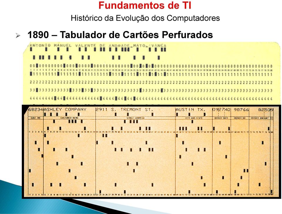 Hollerith juntou os cartões de Jacquard e o conceito de impulsos elétricos para transmissão de dados