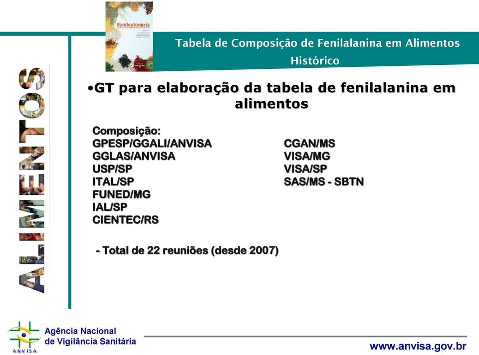 GPESP/GGALI/ANVISA GGLAS/ANVISA USP/SP ITAL/SP FUNED/MG IAL/SP