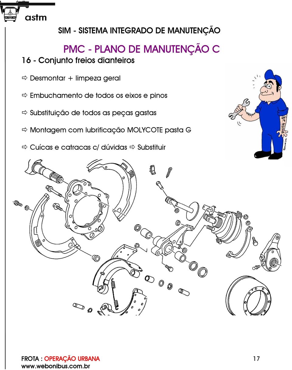 as peças gastas Montagem com lubrificação MOLYCOTE pasta G