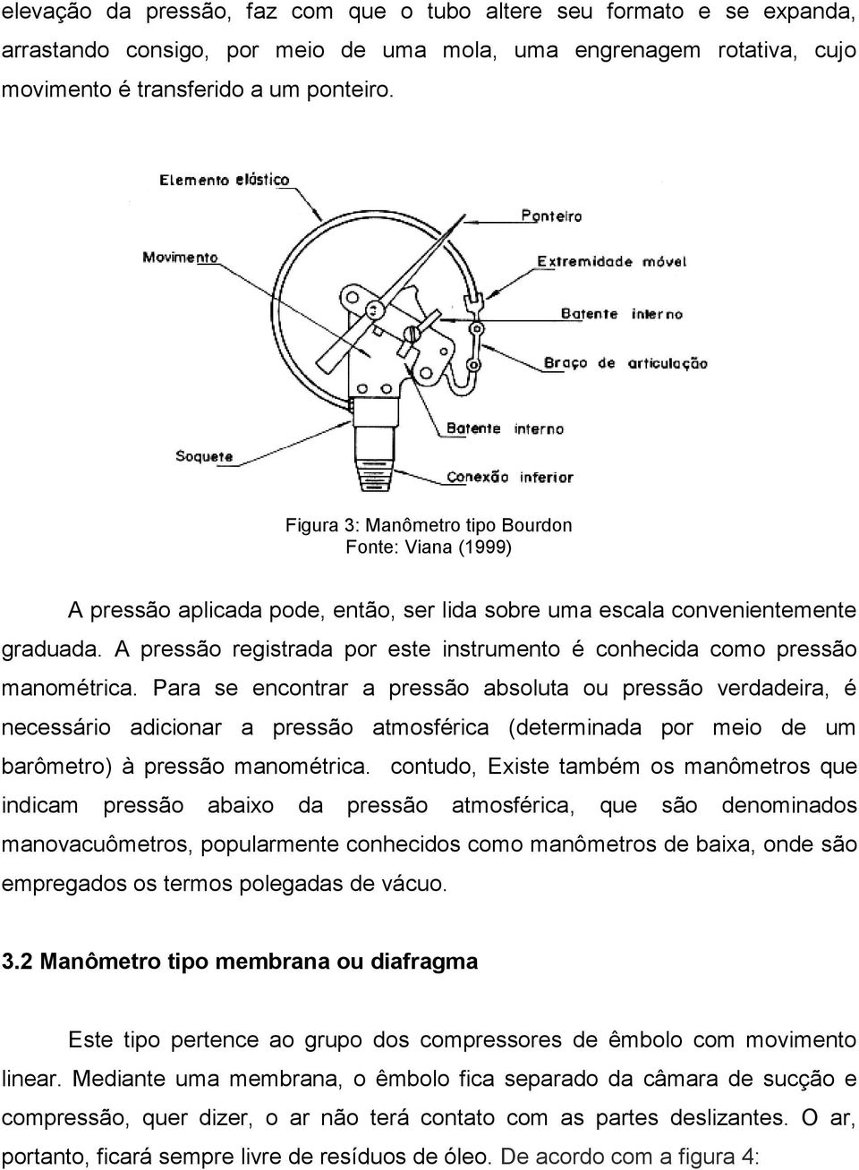 A pressão registrada por este instrumento é conhecida como pressão manométrica.