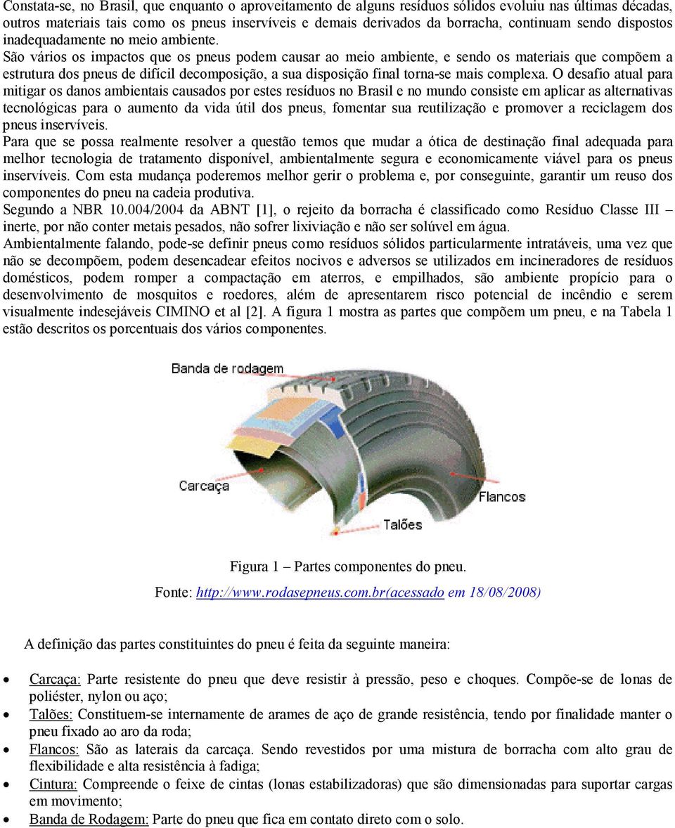 São vários os impactos que os pneus podem causar ao meio ambiente, e sendo os materiais que compõem a estrutura dos pneus de difícil decomposição, a sua disposição final torna-se mais complexa.