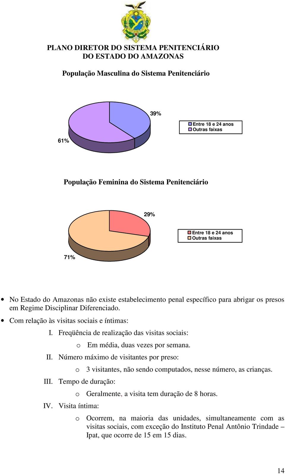 Freqüência de realização das visitas sociais: o Em média, duas vezes por semana. II. Número máximo de visitantes por preso: o 3 visitantes, não sendo computados, nesse número, as crianças. III.