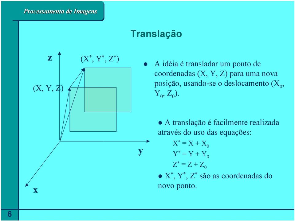 Z ). A translação é facilmente realizada através do uso das equações: y X * =