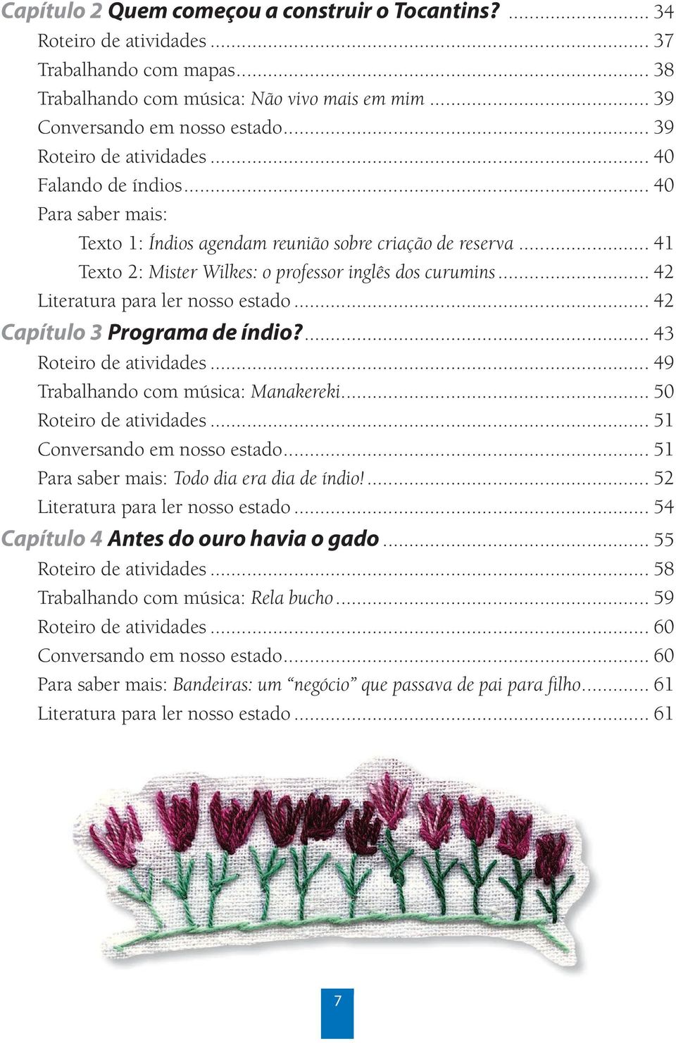 .. 42 Literatura para ler nosso estado... 42 Capítulo 3 Programa de índio?... 43 Roteiro de atividades... 49 Trabalhando com música: Manakereki... 50 Roteiro de atividades.