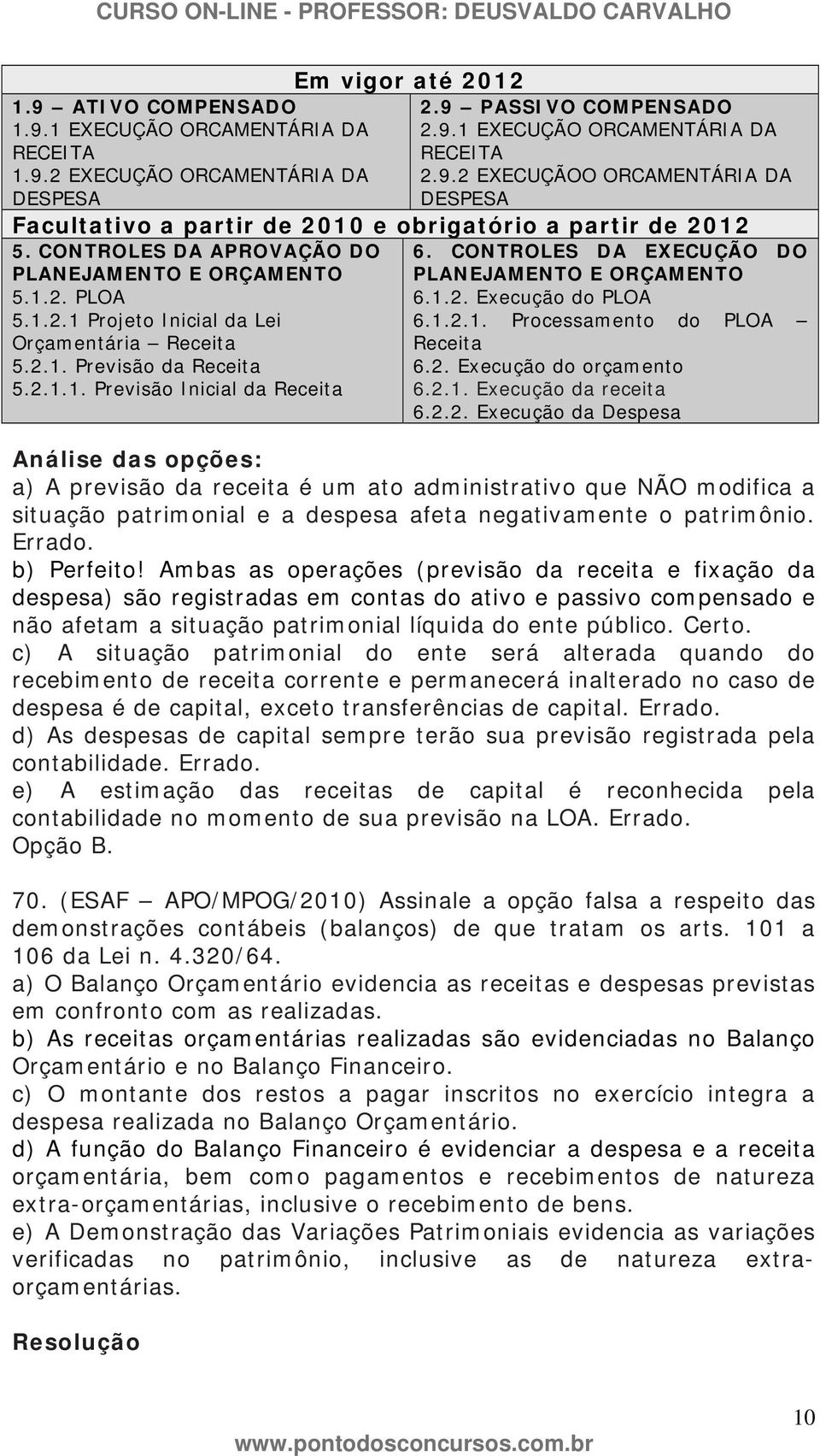 CONTROLES DA EXECUÇÃO DO PLANEJAMENTO E ORÇAMENTO 6.1.2.
