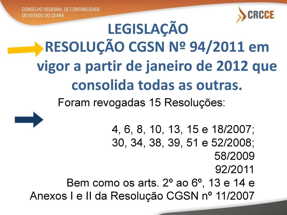 Foram revogadas 15 Resoluções: 4, 6, 8, 10, 13, 15 e 18/2007; 30, 34, 38,