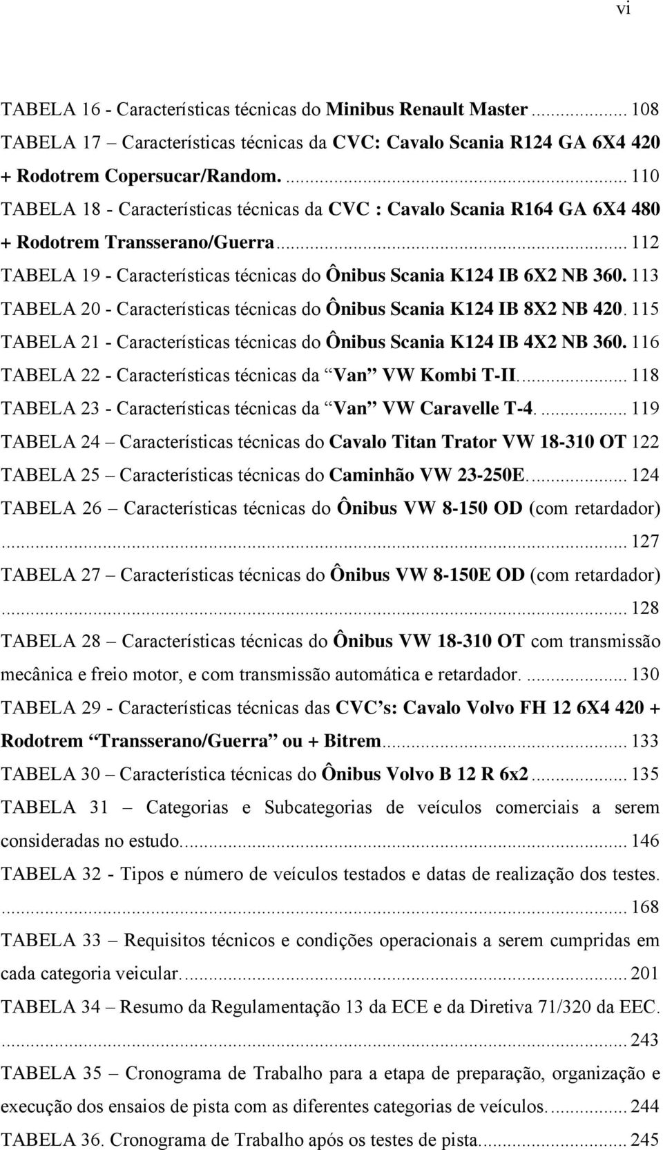 113 TABELA 20 - Características técnicas do Ônibus Scania K124 IB 8X2 NB 420. 115 TABELA 21 - Características técnicas do Ônibus Scania K124 IB 4X2 NB 360.