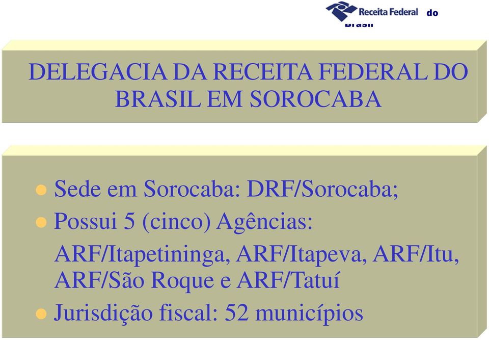 5 (cinco) Agências: ARF/Itapetininga, ARF/Itapeva,