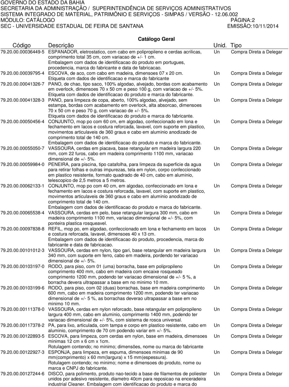 Etiqueta com dados de identificacao e marca do fabricante 79.20.00.