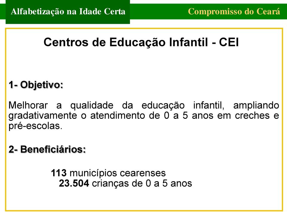 atendimento de 0 a 5 anos em creches e pré-escolas.