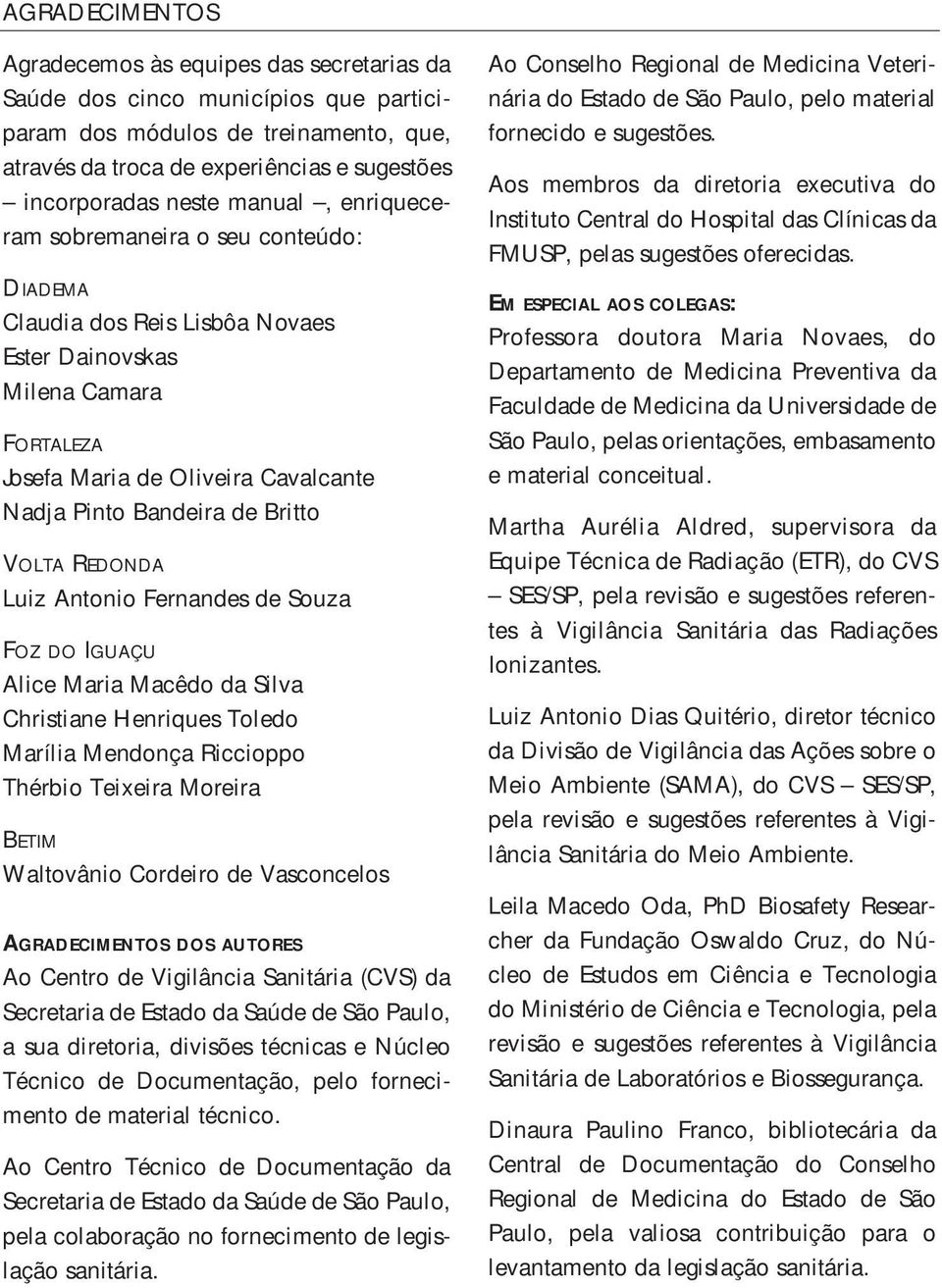 VOLTA REDONDA Luiz Antonio Fernandes de Souza FOZ DO IGUAÇU Alice Maria Macêdo da Silva Christiane Henriques Toledo Marília Mendonça Riccioppo Thérbio Teixeira Moreira BETIM Waltovânio Cordeiro de