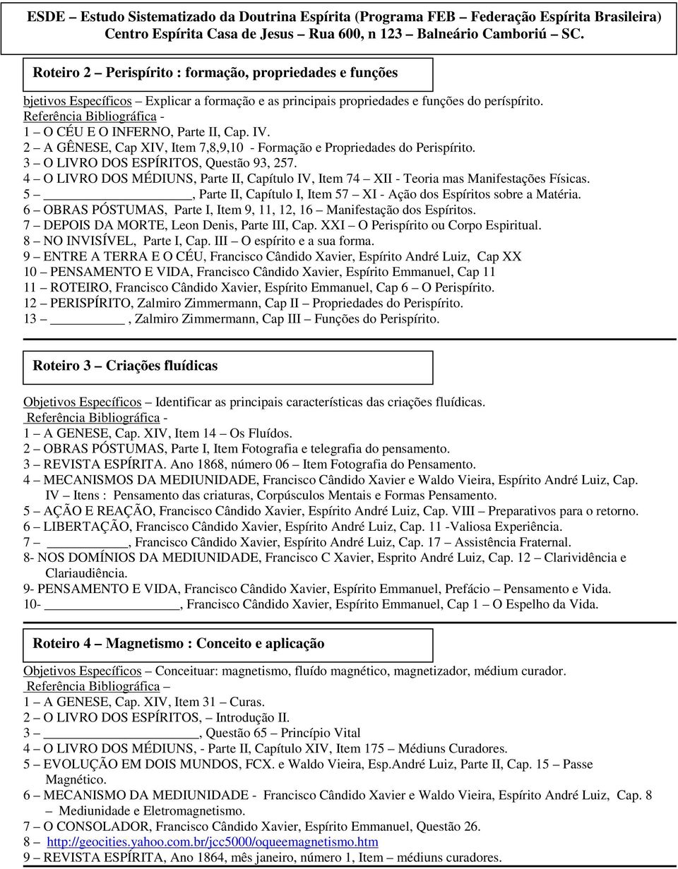 4 O LIVRO DOS MÉDIUNS, Parte II, Capítulo IV, Item 74 XII - Teoria mas Manifestações Físicas. 5, Parte II, Capítulo I, Item 57 XI - Ação dos Espíritos sobre a Matéria.