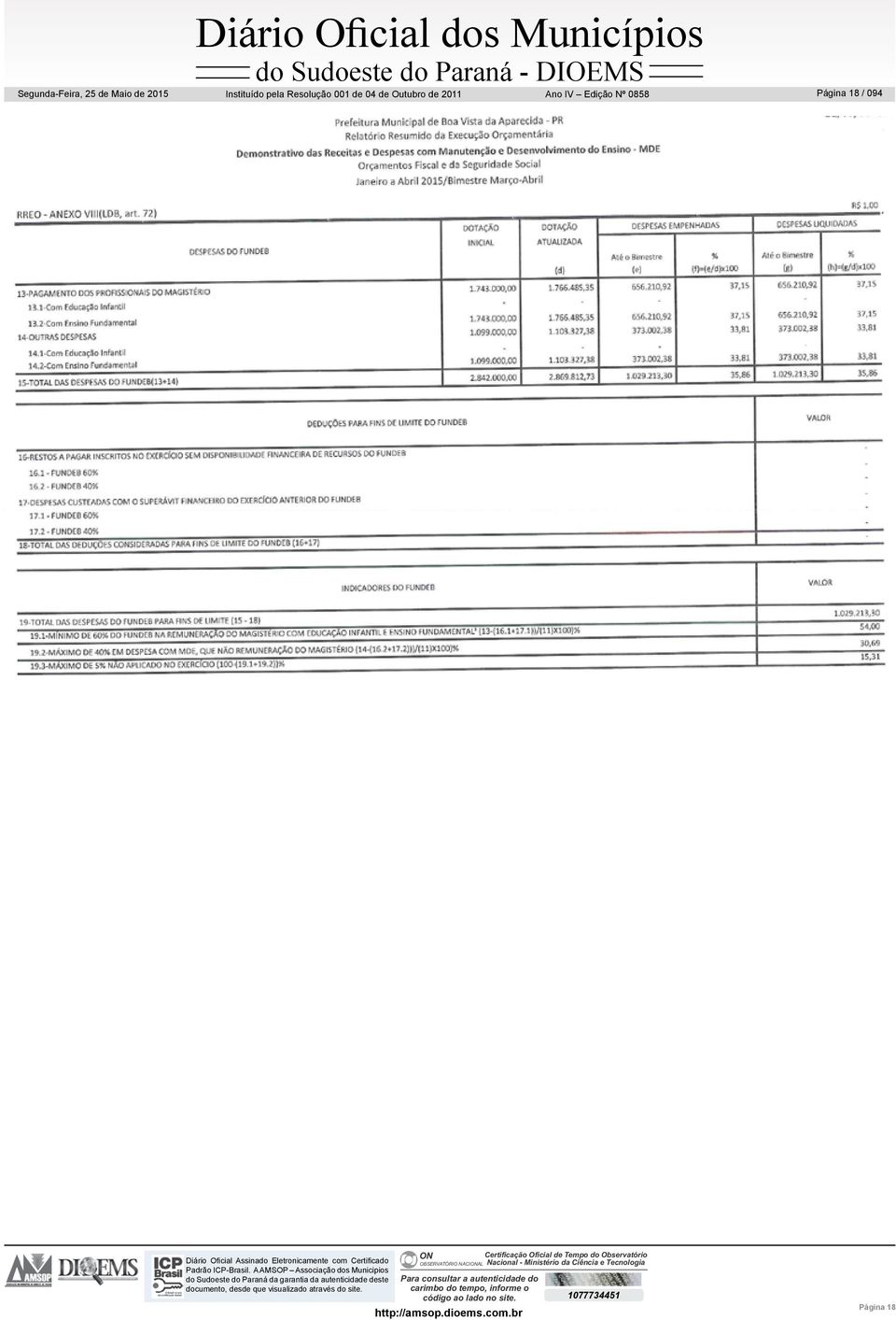 de 2011 Ano IV Edição Nº 0858 Página 18 / 094