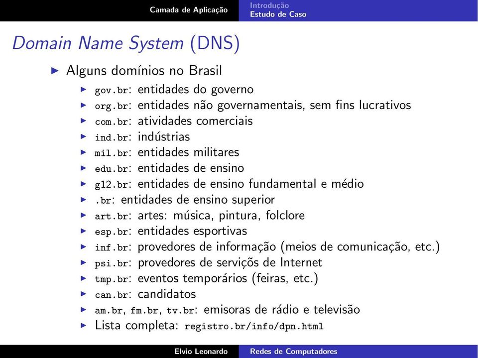 br: entidades de ensino superior art.br: artes: música, pintura, folclore esp.br: entidades esportivas inf.br: provedores de informação (meios de comunicação, etc.