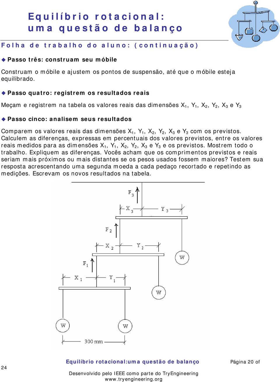 dimensões X, Y, X, Y, X 3 e Y 3 com os previstos.