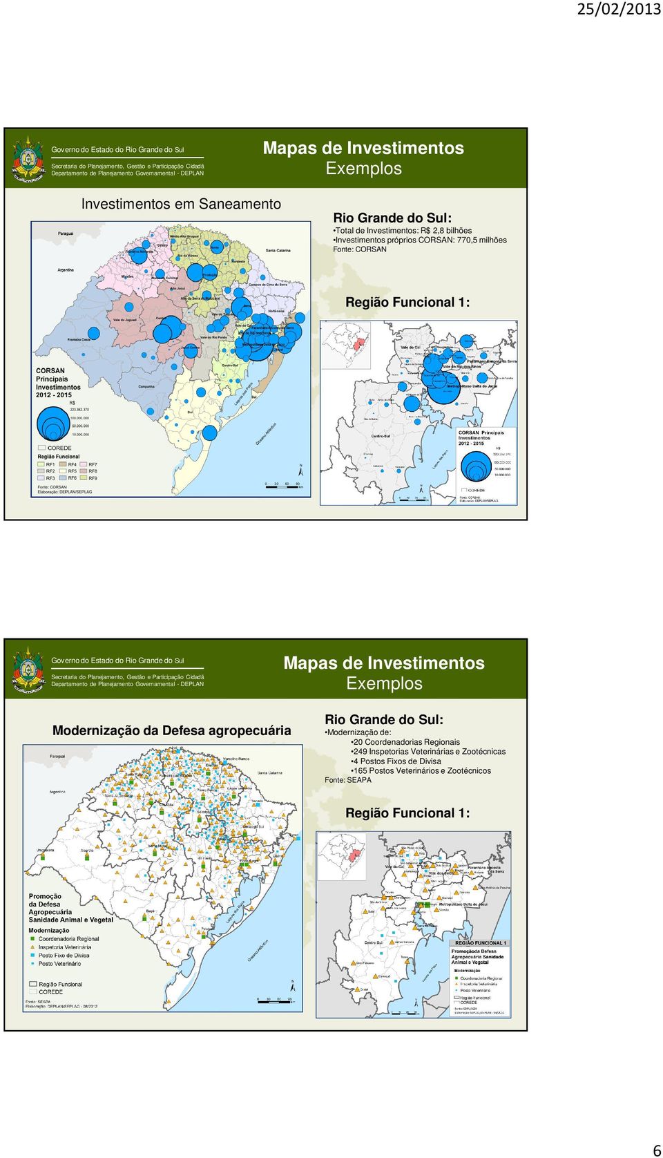 Modernização da Defesa agropecuária Rio Grande do Sul: Modernização de: 20 Coordenadorias Regionais 249 Inspetorias