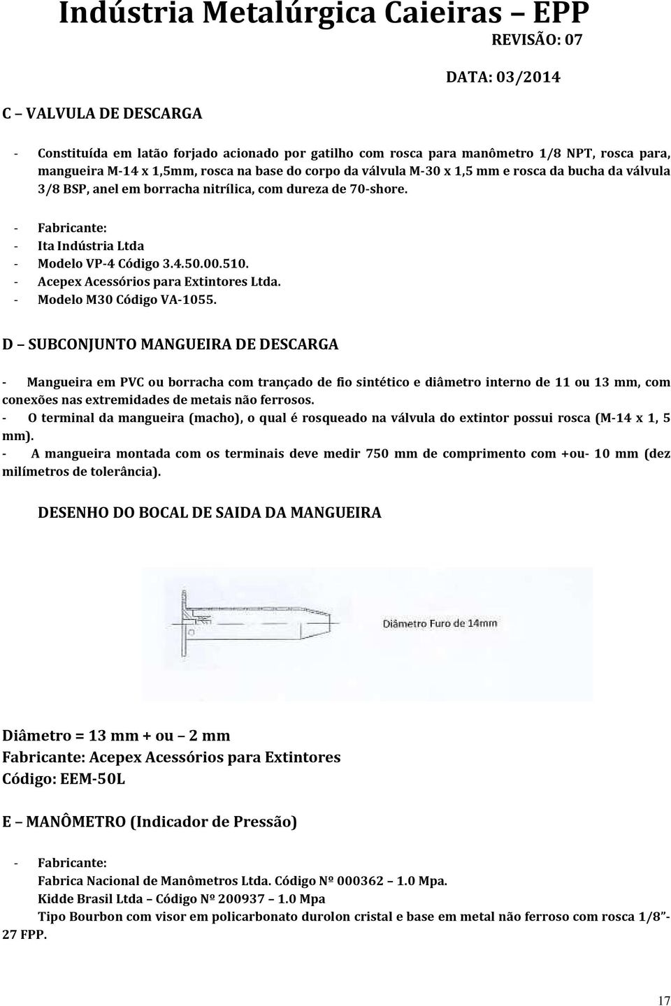 - Modelo M30 Código VA-1055.