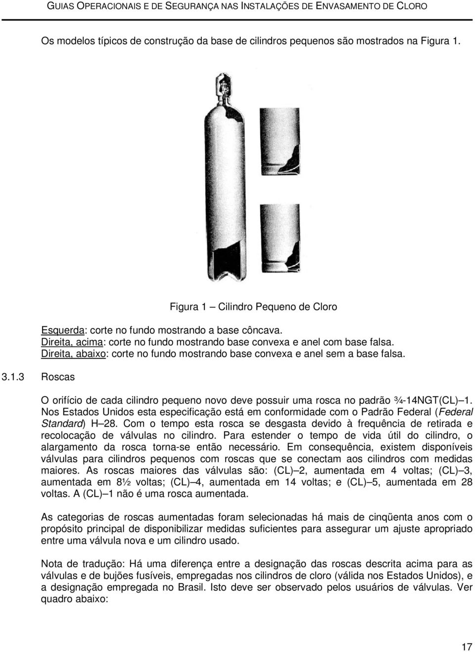 O orifício de cada cilindro pequeno novo deve possuir uma rosca no padrão ¾-14NGT(CL) 1. Nos Estados Unidos esta especificação está em conformidade com o Padrão Federal (Federal Standard) H 28.