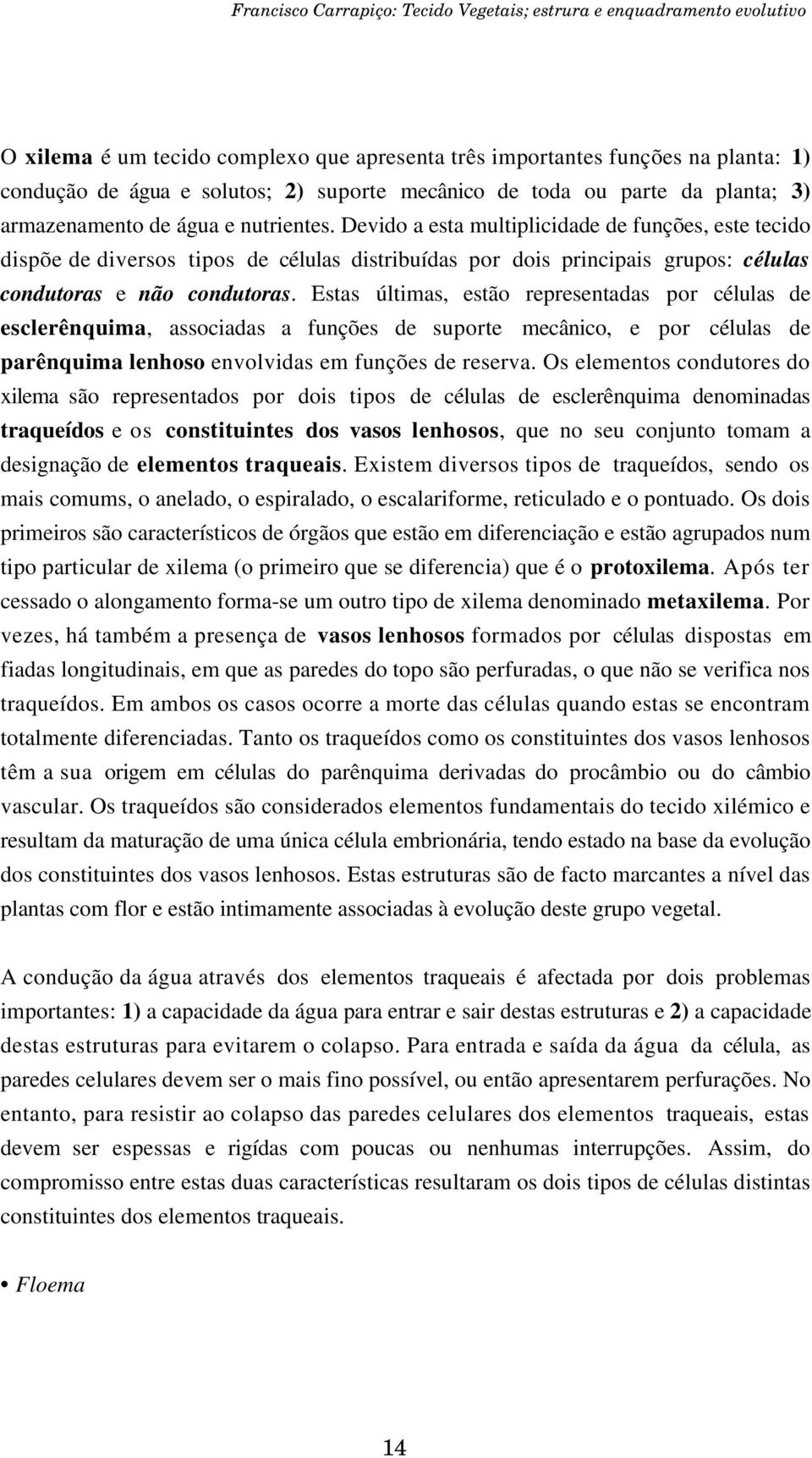 Estas últimas, estão representadas por células de esclerênquima, associadas a funções de suporte mecânico, e por células de parênquima lenhoso envolvidas em funções de reserva.